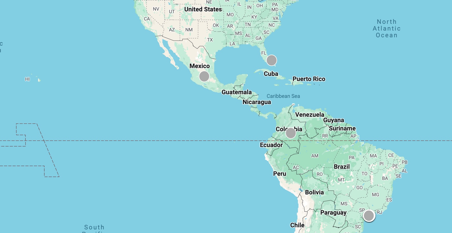 Mapa Global da Forters mostrando escritórios nas Américas